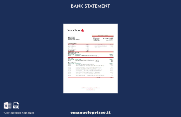 modello word di estratto conto bancario Myanmar Yoma in stile verificato
